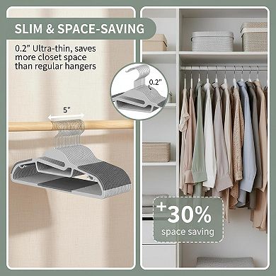Plastic Hangers 50 Pack Non-slip S-shape 360° Hook Space Saving Organizer