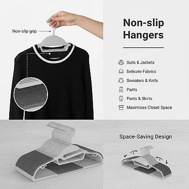 Plastic Hangers 50 Pack Non-slip S-shape 360° Hook Space Saving Organizer