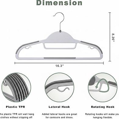 Plastic Hangers 50 Pack Non-slip S-shape 360° Hook Space Saving Organizer