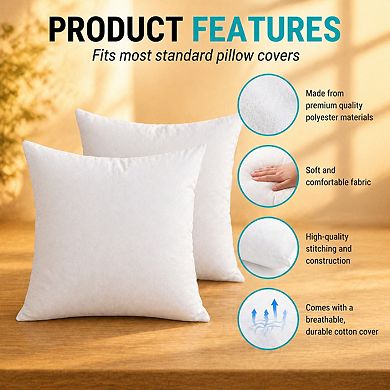 18x18 Throw Pillow Inserts Pack of 2 Down Alternative for Decorative Covers Bed Couch Living Room