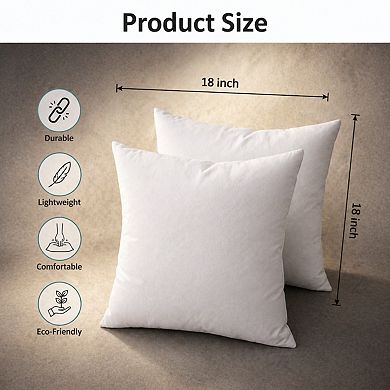 18x18 Throw Pillow Inserts Pack of 2 Down Alternative for Decorative Covers Bed Couch Living Room