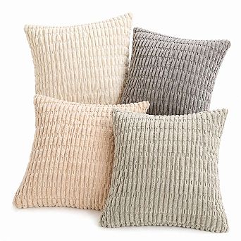 4 Packs Corduroy Throw Pillow Covers Striped Decorative for Living Room Couch Bed