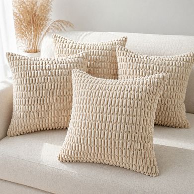 4 Packs Corduroy Throw Pillow Covers Striped Decorative for Living Room Couch Bed