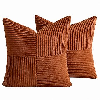 2 Packs Boho Decorative Throw Pillow Covers Soft Corduroy Patchwork Farmhouse Cushion Cases