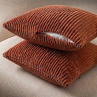 2 Packs Boho Decorative Throw Pillow Covers Soft Corduroy Patchwork Farmhouse Cushion Cases