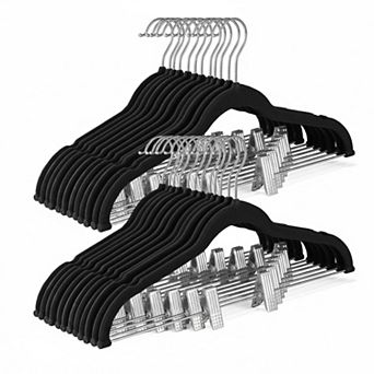 Skirt Hangers 24 Pack Adjustable Clips Space Saving Heavy Duty Non Slip for Pants Skirts