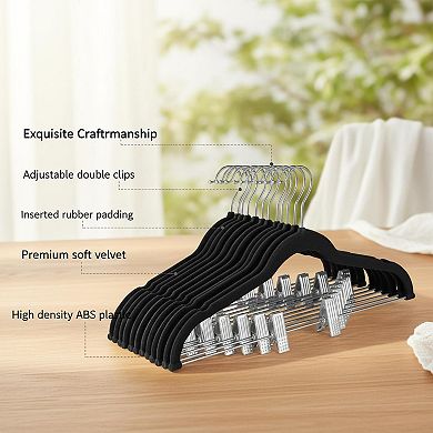 Skirt Hangers 24 Pack Adjustable Clips Space Saving Heavy Duty Non Slip for Pants Skirts