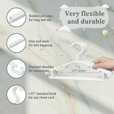 60 Pack Plastic Clothes Hangers for Closet Durable Anti-Slip for Kids Adults