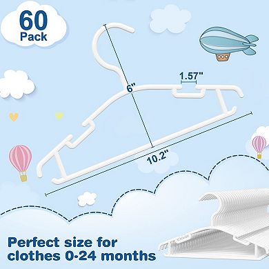 60 Pack Plastic Clothes Hangers for Closet Durable Anti-Slip for Kids Adults
