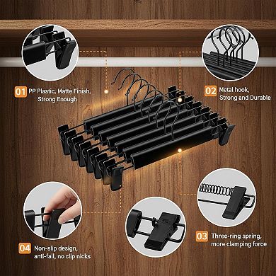 Skirt Hangers Pants With Clips 360 Swivel Hooks Space Saving For Skirts Clothes Jeans 10pack