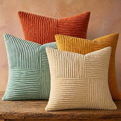 Boho Corduroy Striped Throw Pillow Covers Set of 4 Decorative Cushion Cases for Couch Sofa Bedroom