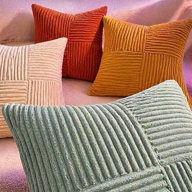Boho Corduroy Striped Throw Pillow Covers Set of 4 Decorative Cushion Cases for Couch Sofa Bedroom