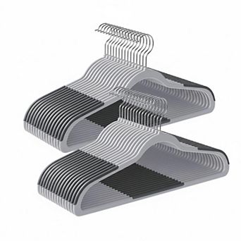Clothes Hangers 50 Pack Plastic Space-saving Heavy-duty 360° Swivel Hooks Curved Shoulders
