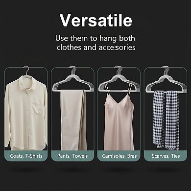 Clothes Hangers 50 Pack Plastic Space-saving Heavy-duty 360° Swivel Hooks Curved Shoulders