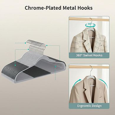 Clothes Hangers 50 Pack Plastic Space-saving Heavy-duty 360° Swivel Hooks Curved Shoulders