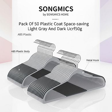 Clothes Hangers 50 Pack Plastic Space-saving Heavy-duty 360° Swivel Hooks Curved Shoulders