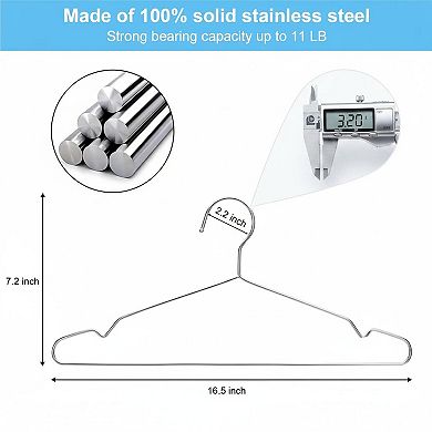 Stainless Steel Metal Coat Hangers 40 Pack Heavy Duty Non Slip Space Saving