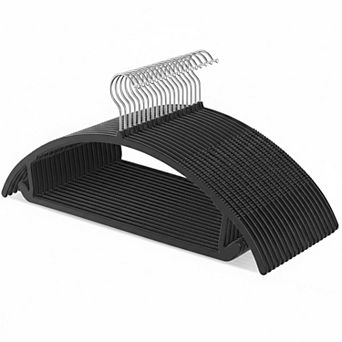 Curved Plastic Hangers 50-Pack No Shoulder Bump Non-Slip Heavy Duty 11lbs Capacity Slim Closet Space