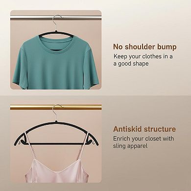 Curved Plastic Hangers 50-Pack No Shoulder Bump Non-Slip Heavy Duty 11lbs Capacity Slim Closet Space