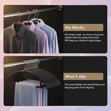 Curved Plastic Hangers 50-Pack No Shoulder Bump Non-Slip Heavy Duty 11lbs Capacity Slim Closet Space