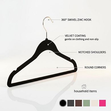 25 Pack Non Slip Velvet Hangers Space Saving Durable for Suits Dresses Pants Shirts Sweaters