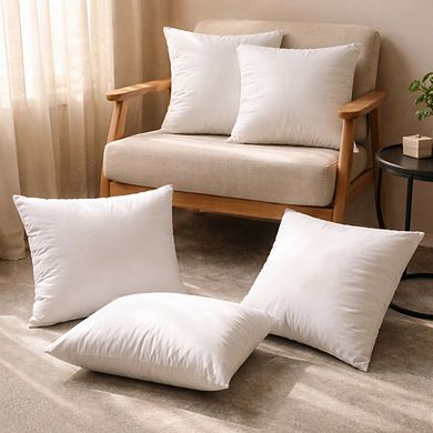 18x18 Inch Pillow Inserts Set of 4 Brushed Microfiber Down Alternative Square Cushion Throw