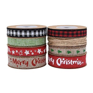 8 Roll Burlap Mesh Ribbon Set 45 Yard DIY Craft Gift Wrapping Tape
