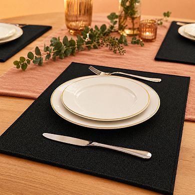 Set of 8 Linen-Type Polyester Placemats: Heat Resistant, Machine Washable, Wrinkle Free Rustic