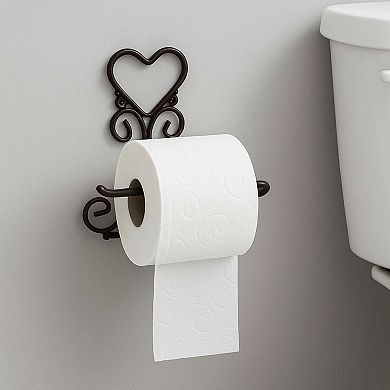 Cast Iron Toilet Paper Holder Wall Mount Brown Heart Shape Bathroom