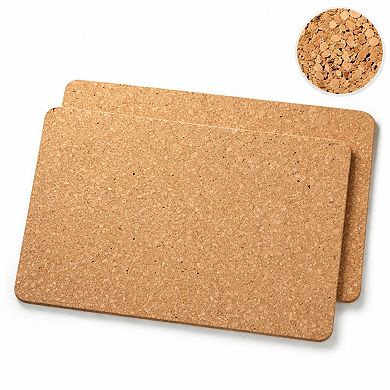 Foiled Granite Thick Cork Heat Resistant Dining Table Placemats Set Of 2 Rectangle Marbled