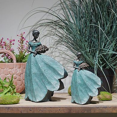 Leaf Angel Fairy Statue Table Decor Indoor Outdoor Garden Sculpture Gift