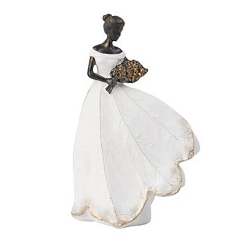 Leaf Angel Fairy Statue Table Decor Indoor Outdoor Garden Sculpture Gift