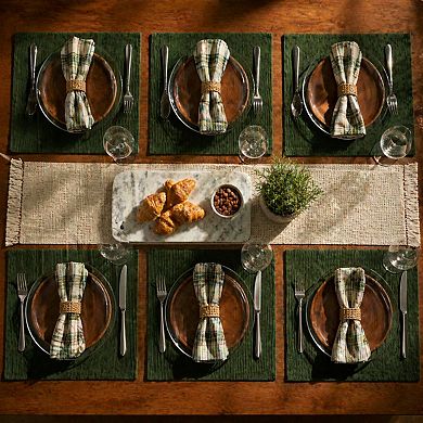 Basic Everyday Ribbed Tabletop Cotton Placemat Set 6 Piece