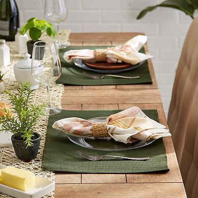 Basic Everyday Ribbed Tabletop Cotton Placemat Set 6 Piece