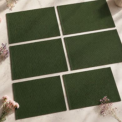 Basic Everyday Ribbed Tabletop Cotton Placemat Set 6 Piece