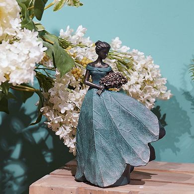 Leaf Angel Fairy Statue Table Decor Indoor Outdoor Garden Sculpture Gift