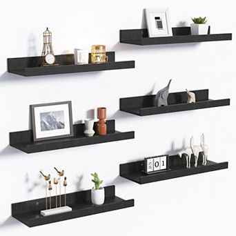 Floating Shelves Wall Mounted Set of 6 Wood Storage Display 31 Inch Picture Ledge Bedroom Bathroom