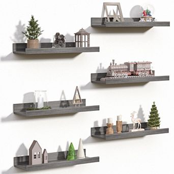 Floating Shelves Wall Mounted Set of 6 Wood Storage Display 31 Inch Picture Ledge Bedroom Bathroom
