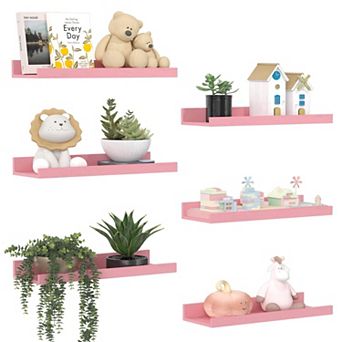 Floating Shelves Wall Mounted Set of 6 Wood Storage Display 31 Inch Picture Ledge Bedroom Bathroom