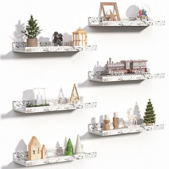 Floating Shelves Wall Mounted Set of 6 Wood Storage Display 31 Inch Picture Ledge Bedroom Bathroom