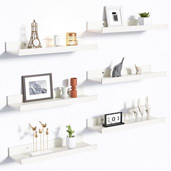 Floating Shelves Wall Mounted Set of 6 Wood Storage Display 31 Inch Picture Ledge Bedroom Bathroom