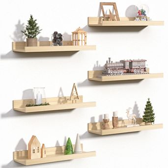 Floating Shelves Wall Mounted Set of 6 Wood Storage Display 31 Inch Picture Ledge Bedroom Bathroom
