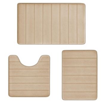 Memory Foam Bath Rug Set 3 pc Non-slip Absorbent Shaggy Bathroom Mats Machine Washable Plush