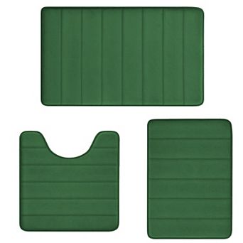 Memory Foam Bath Rug Set 3 pc Non-slip Absorbent Shaggy Bathroom Mats Machine Washable Plush