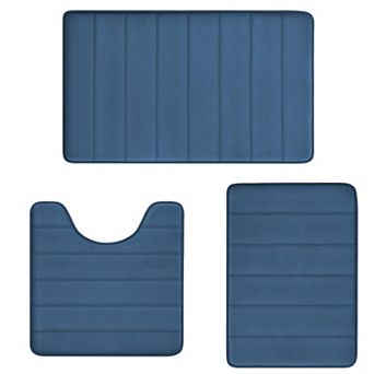 Memory Foam Bath Rug Set 3 pc Non-slip Absorbent Shaggy Bathroom Mats Machine Washable Plush
