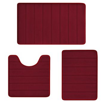 Memory Foam Bath Rug Set 3 pc Non-slip Absorbent Shaggy Bathroom Mats Machine Washable Plush