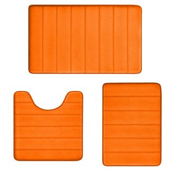 Memory Foam Bath Rug Set 3 pc Non-slip Absorbent Shaggy Bathroom Mats Machine Washable Plush