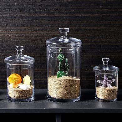 Glass Jar Set Clear Lid Decorative Kitchen Bathroom Storage Canisters Wedding Centerpiece Candy
