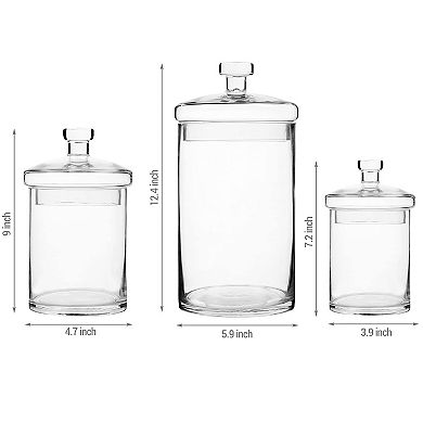 Glass Jar Set Clear Lid Decorative Kitchen Bathroom Storage Canisters Wedding Centerpiece Candy