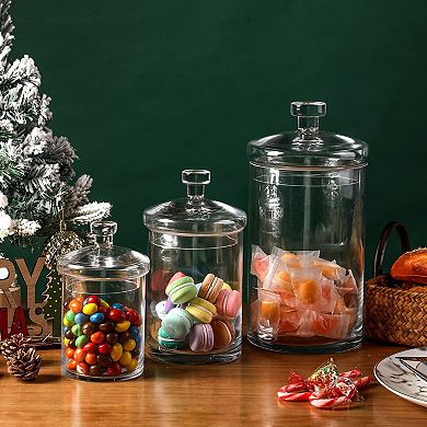 Glass Jar Set Clear Lid Decorative Kitchen Bathroom Storage Canisters Wedding Centerpiece Candy
